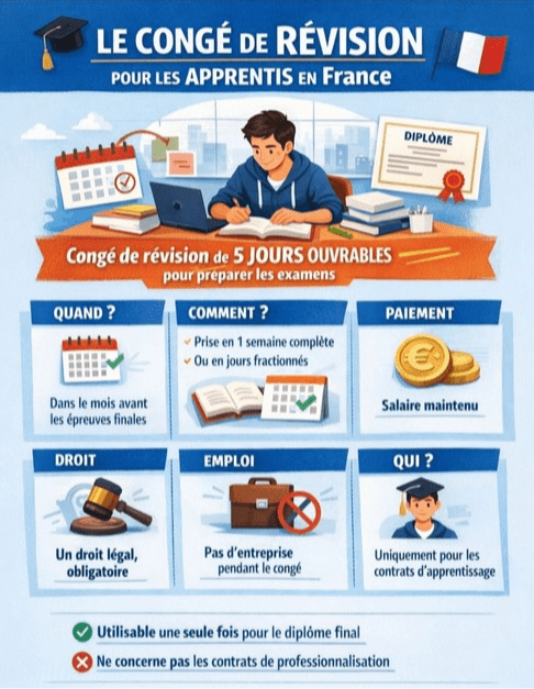 Congés de révision pour les alternants en contrat d'apprentissage